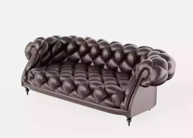 Castered Chesterfield Sofa Low-poly 3D model