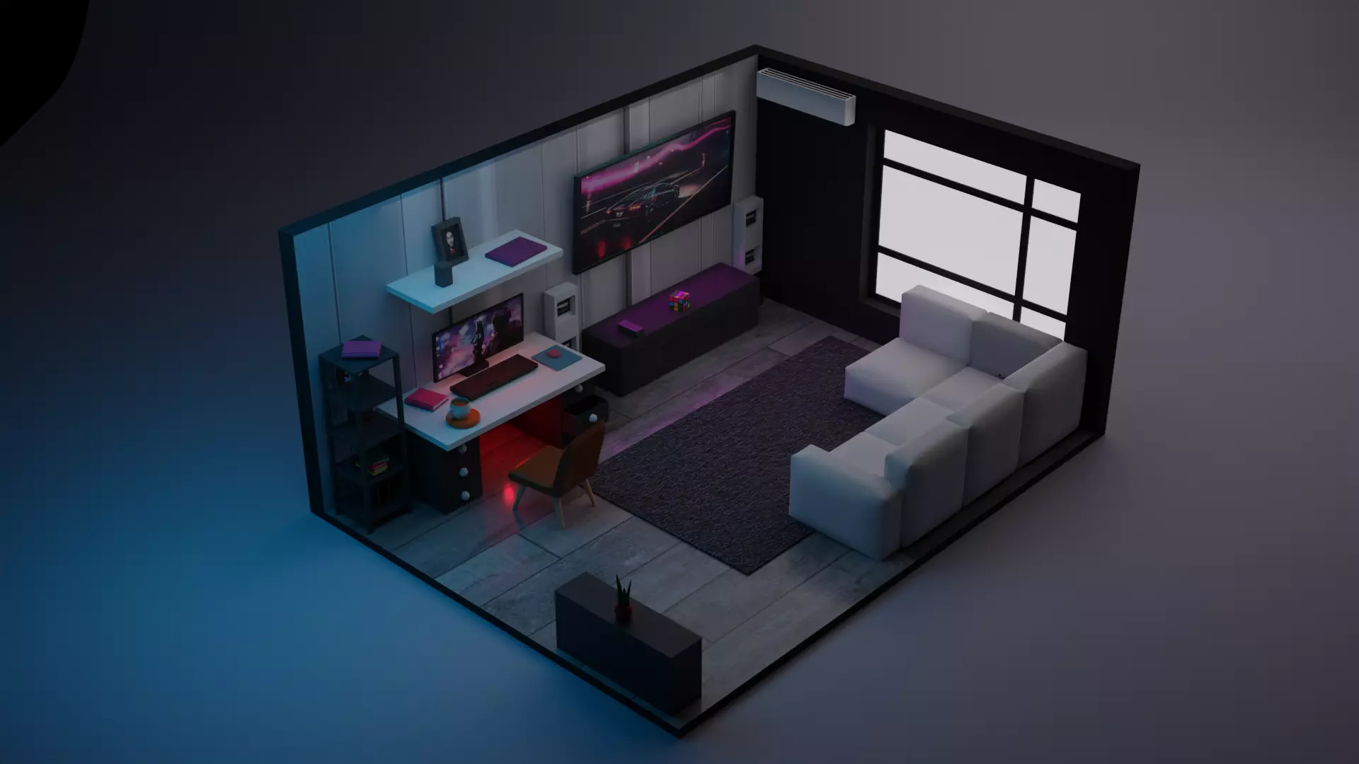 Multi-functional living space Free 3D model_0