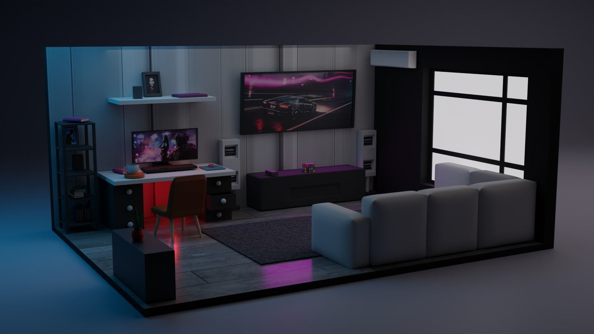 Multi-functional living space Free 3D model_1