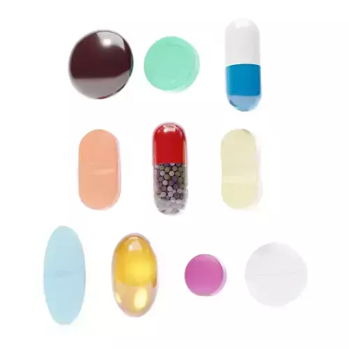 Pills Pack 10 Different Types 3D model