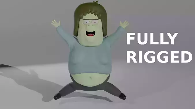 Muscle Man Regular Show Rigged 3D model Low-poly 3D model