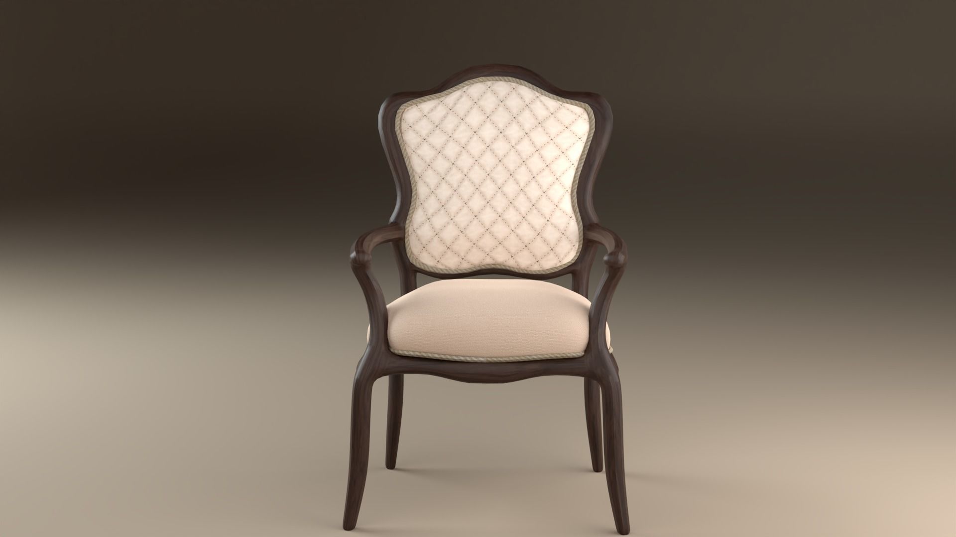 Antique Victorian Chair Low-poly 3D model_4