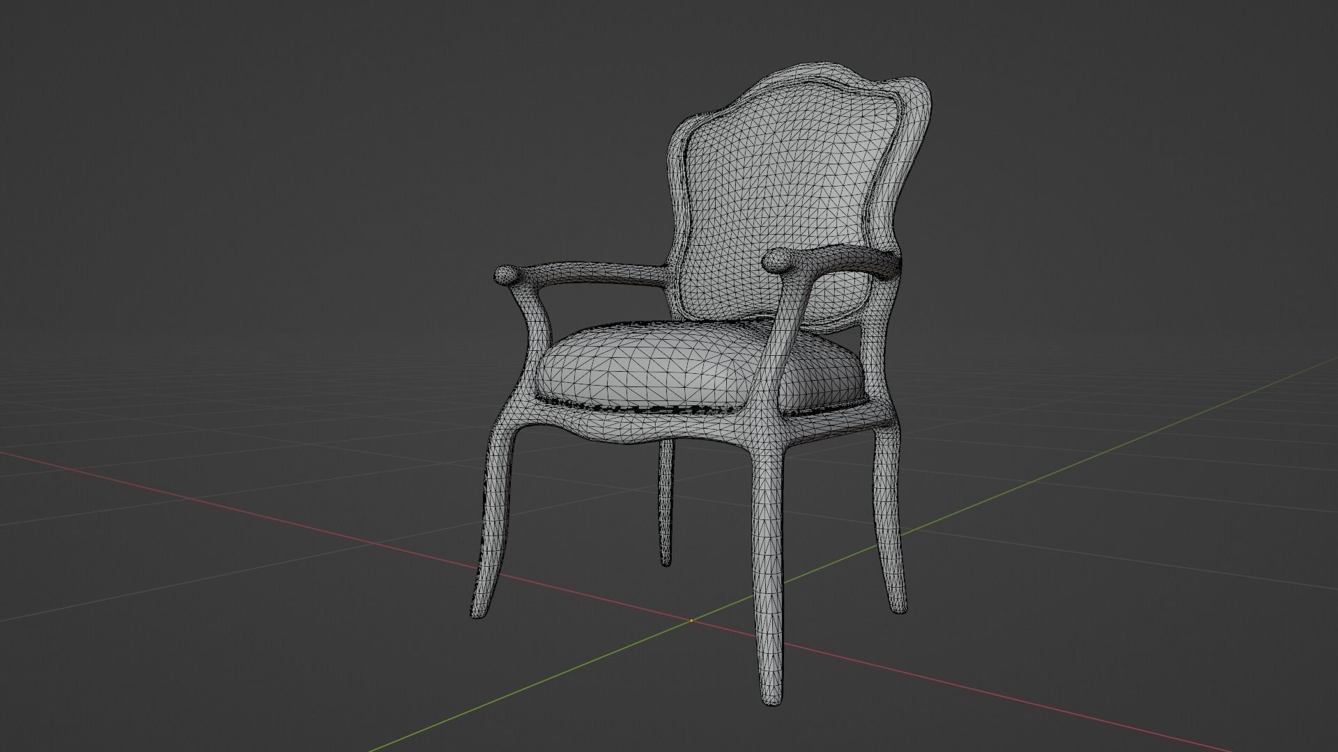 Antique Victorian Chair Low-poly 3D model_6