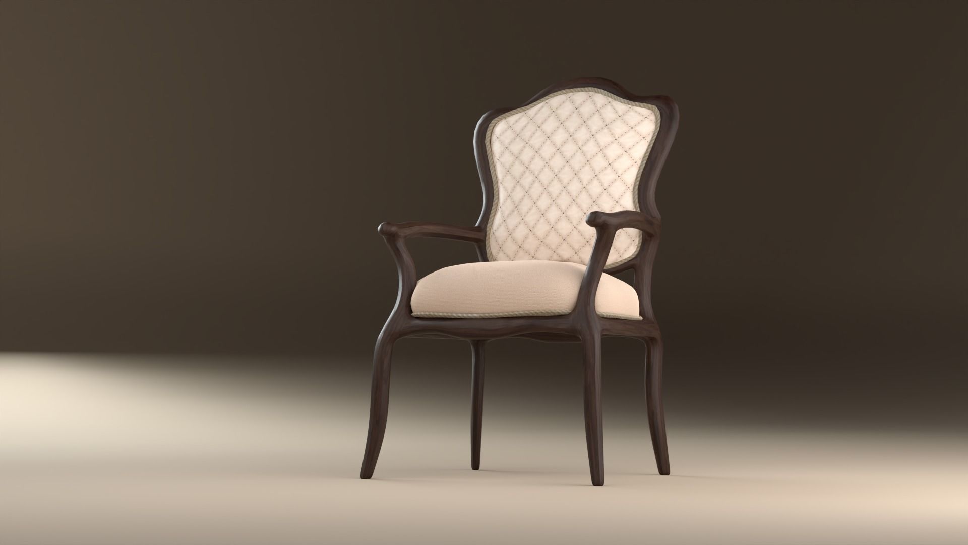 Antique Victorian Chair Low-poly 3D model_1