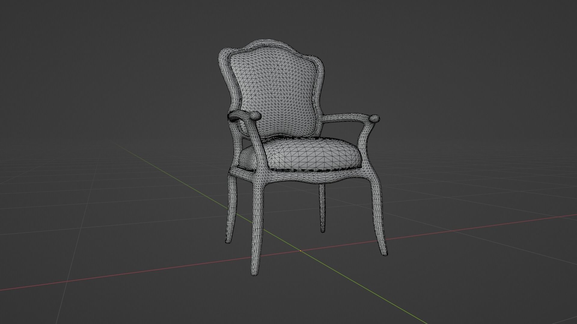 Antique Victorian Chair Low-poly 3D model_7