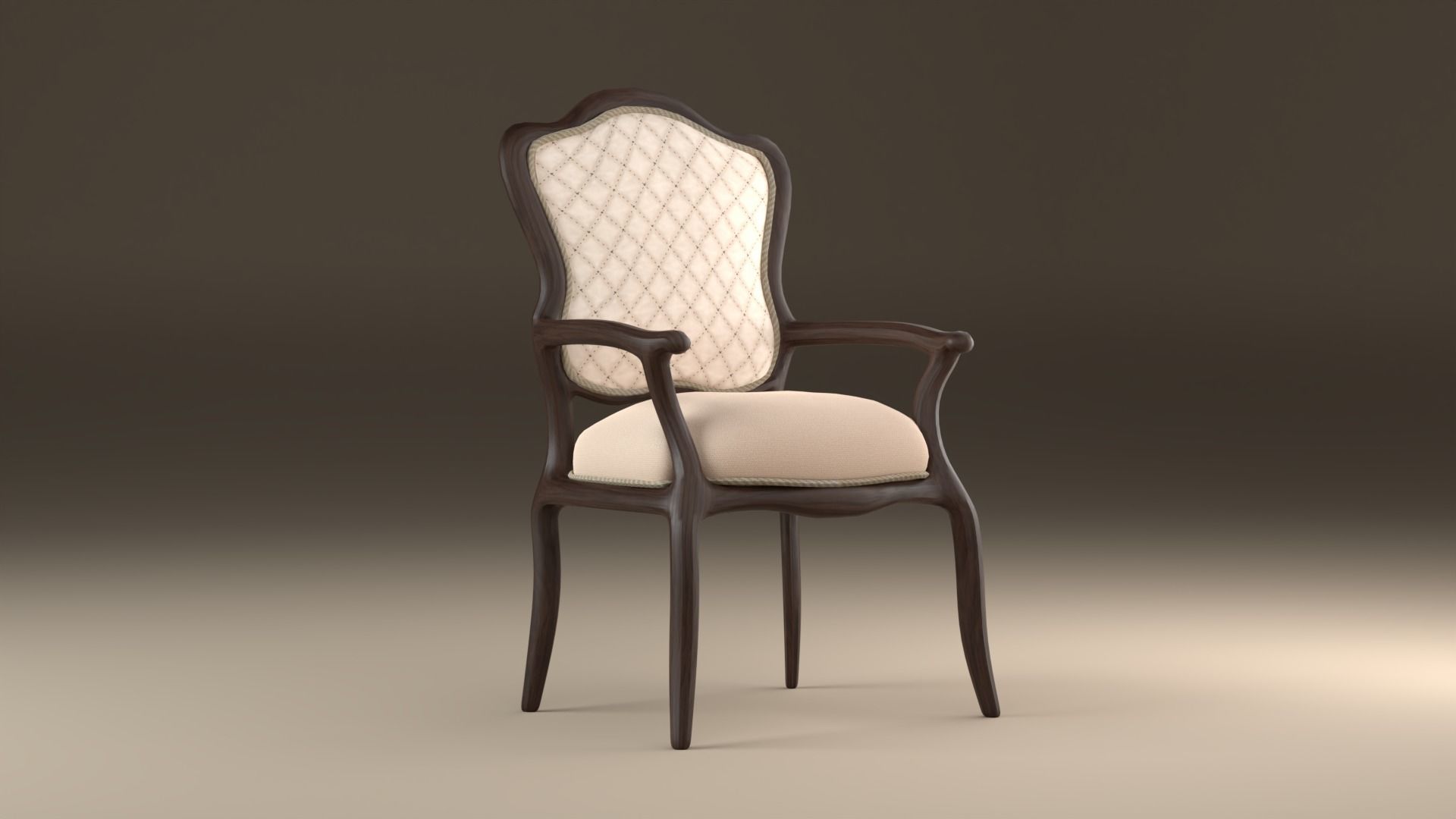 Antique Victorian Chair Low-poly 3D model_2
