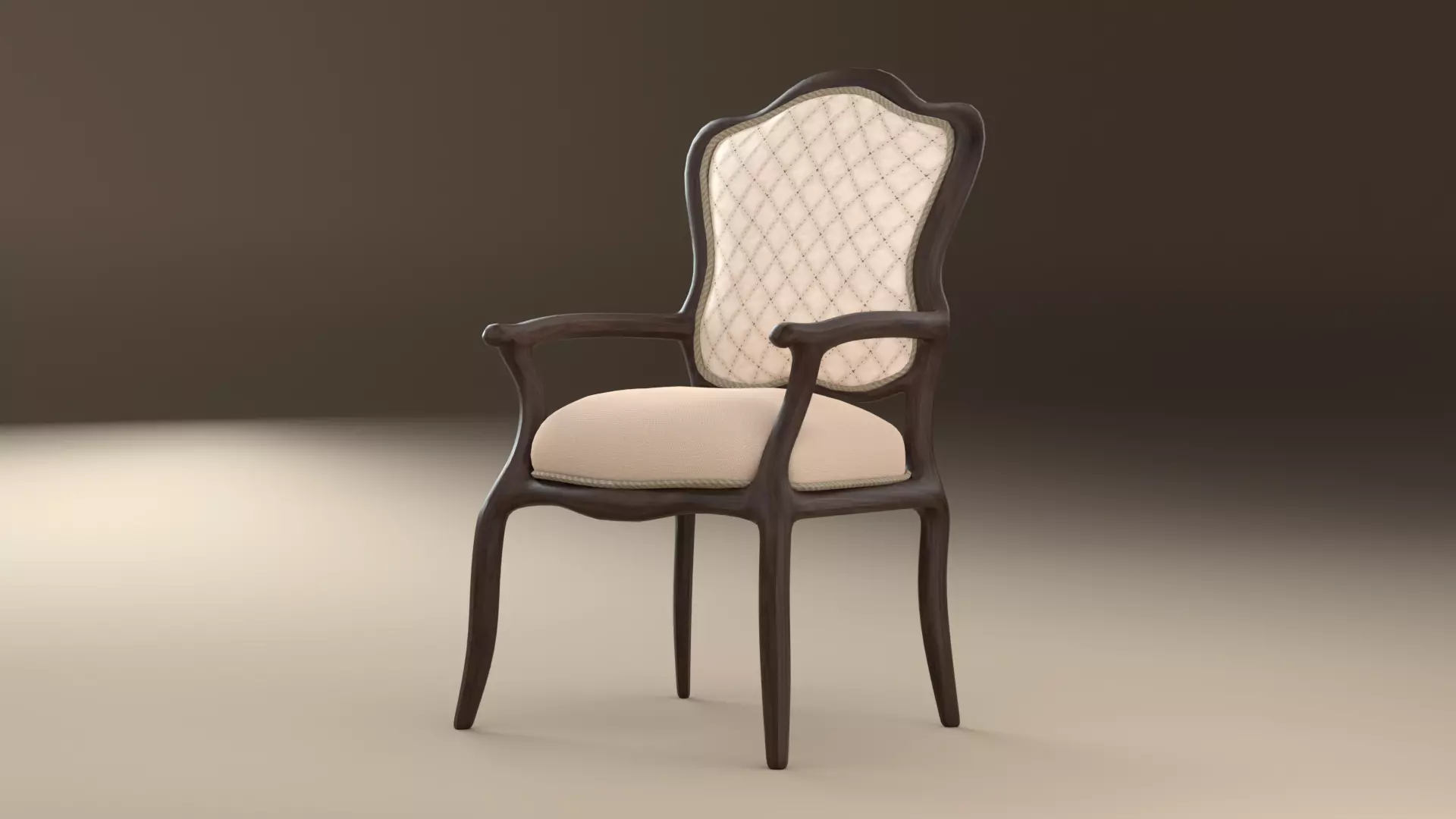 Antique Victorian Chair Low-poly 3D model_0