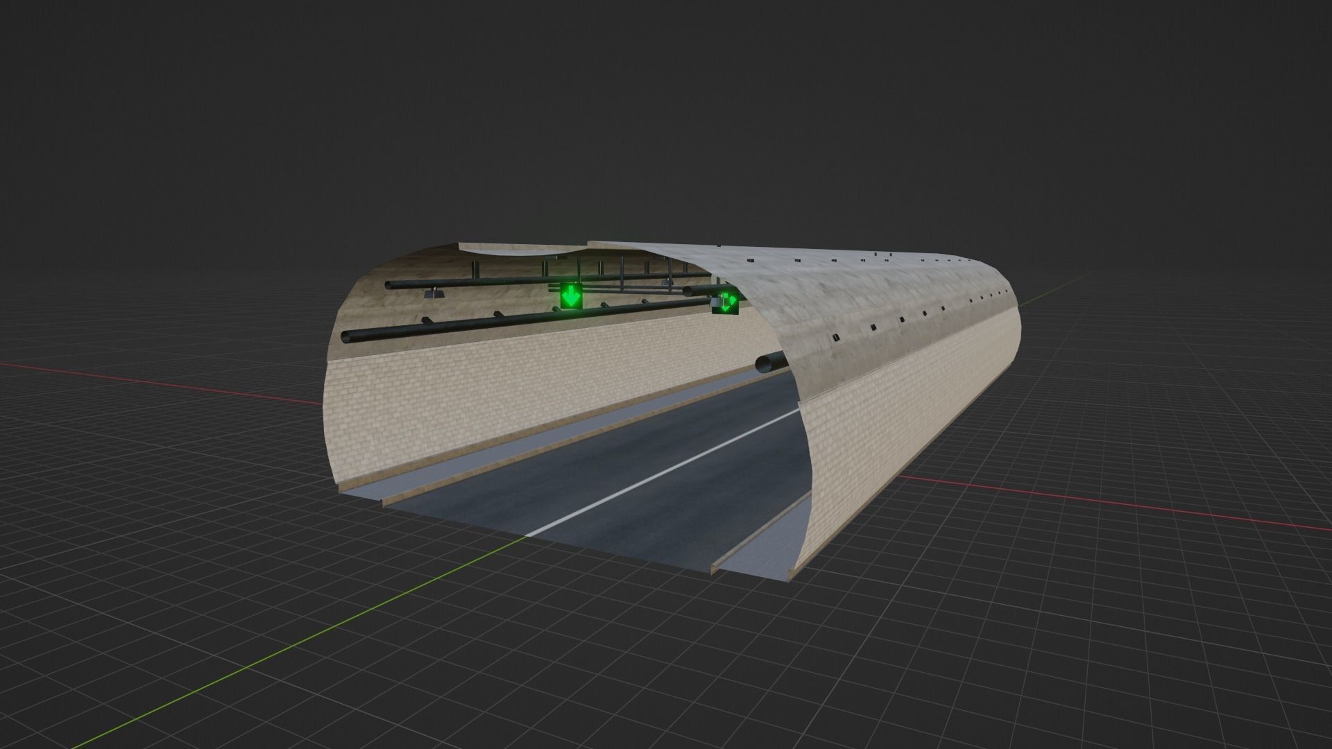 Simple Road Tunnel 3D model_7