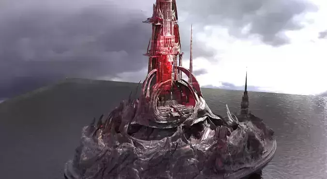 Castle greyscull Skeletor castle Tall 3D model
