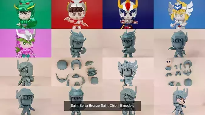 Saint Seiya Bronze Saint Chibi 3D Model Collection