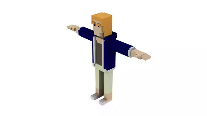 CIVILIANS 3 VOXEL CHARACTER Low-poly 3D model