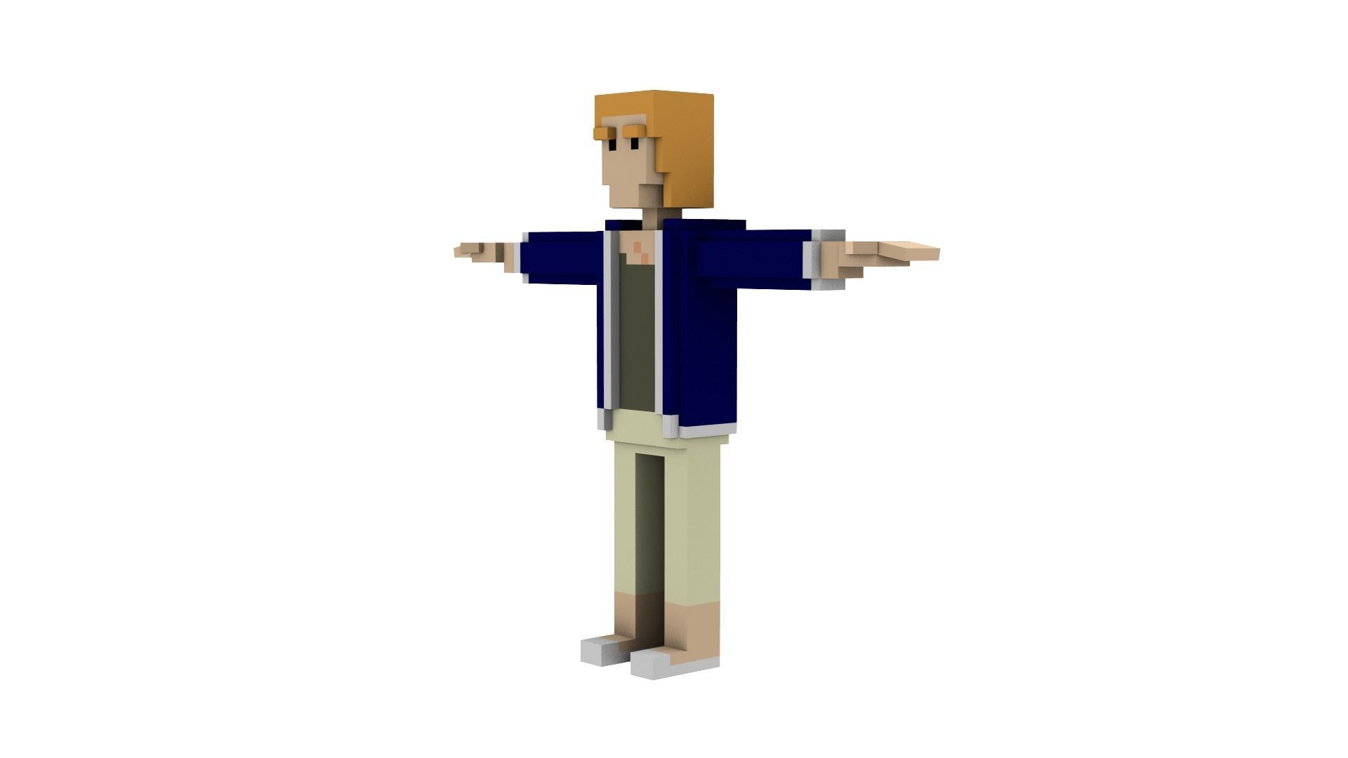 CIVILIANS 3 VOXEL CHARACTER Low-poly 3D model_2