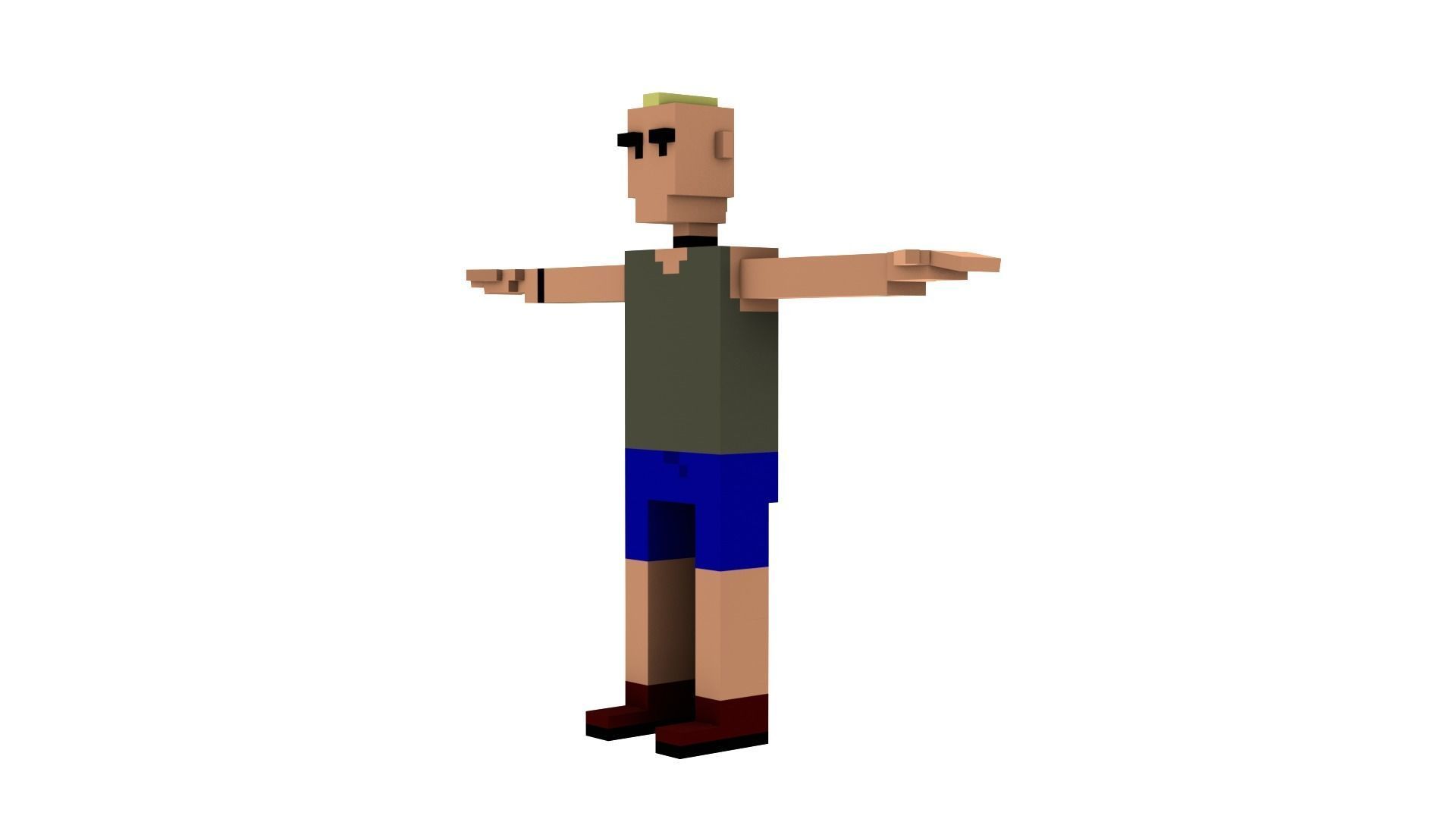 CIVILIANS 5 VOXEL CHARACTER Low-poly 3D model_2