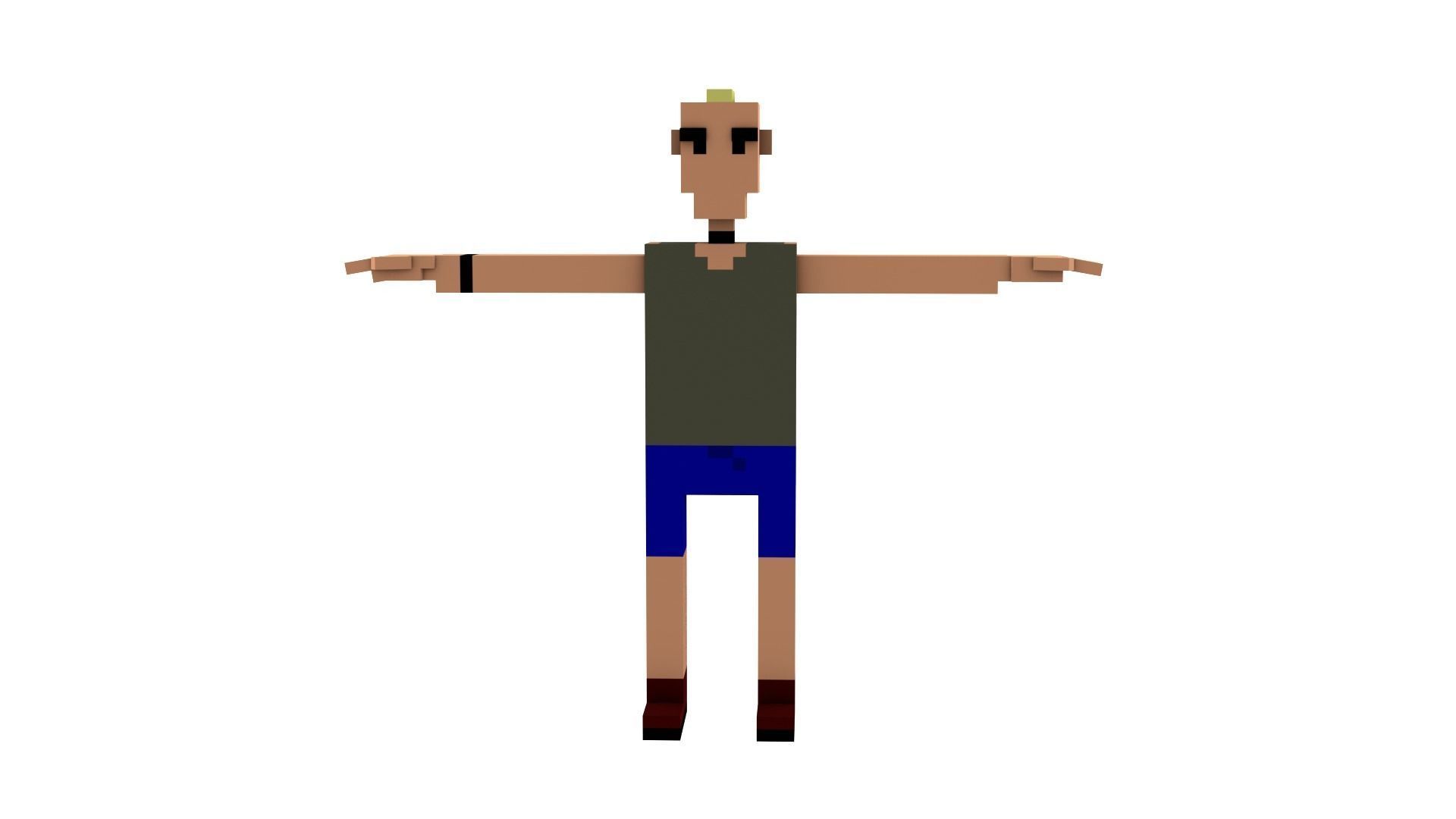 CIVILIANS 5 VOXEL CHARACTER Low-poly 3D model_1