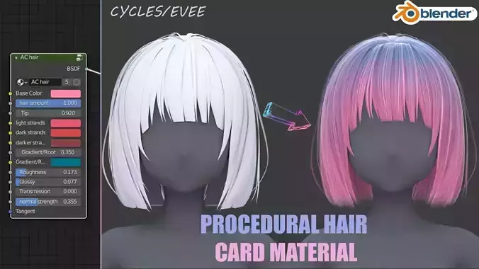 Hair Card Shader For Blender Cycles-evee Texture
