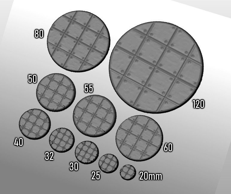 S8 - SQUAREPLATE 20-120mm Round Bases 3D print model_1