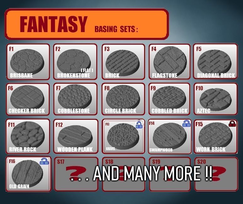 S8 - SQUAREPLATE 20-120mm Round Bases 3D print model_10