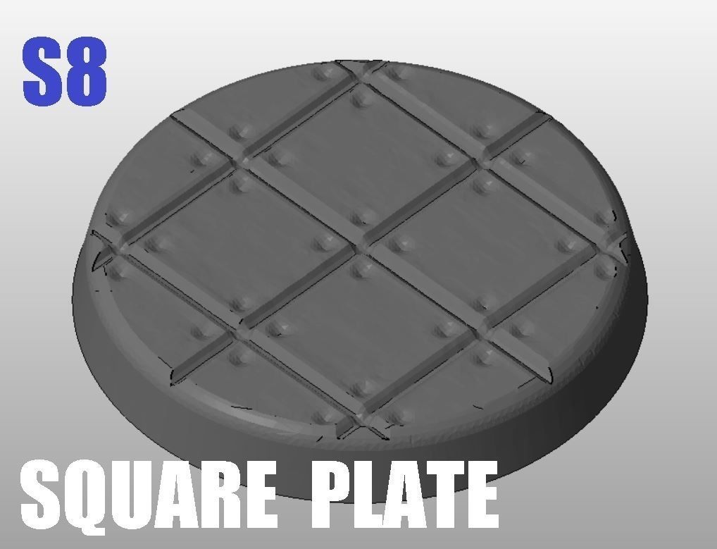 S8 - SQUAREPLATE 20-120mm Round Bases 3D print model_4