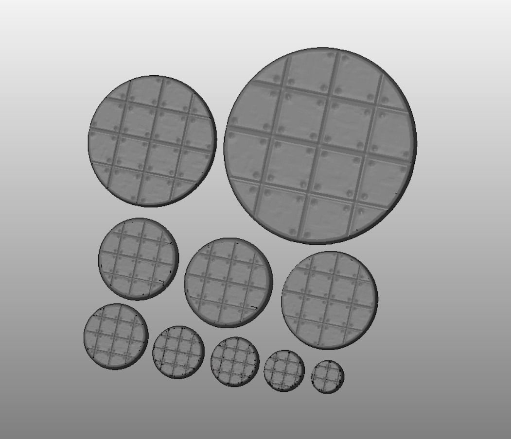 S8 - SQUAREPLATE 20-120mm Round Bases 3D print model_2