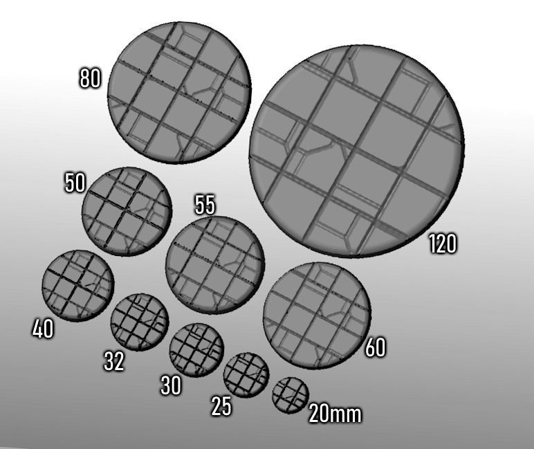 S9 - VECTOR 20-120mm Round Bases 3D print model_1