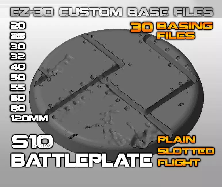 S10 - BATTLEPLATE 20-120mm Round Bases 3D print model_0