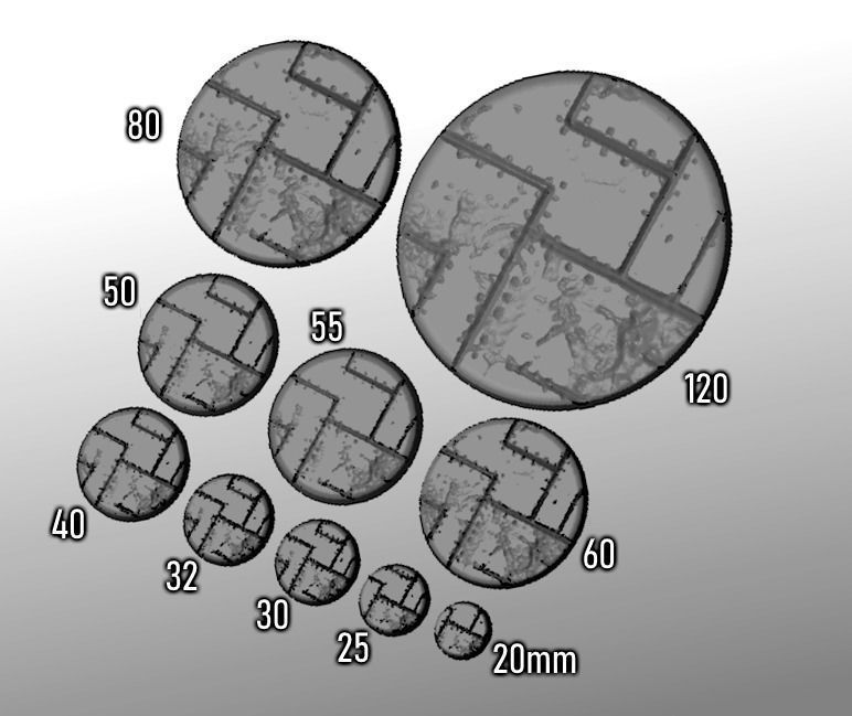 S10 - BATTLEPLATE 20-120mm Round Bases 3D print model_1