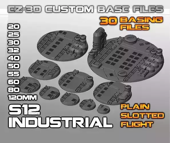 S12 - INDUSTRIAL 20-120mm Round Bases-Diorama