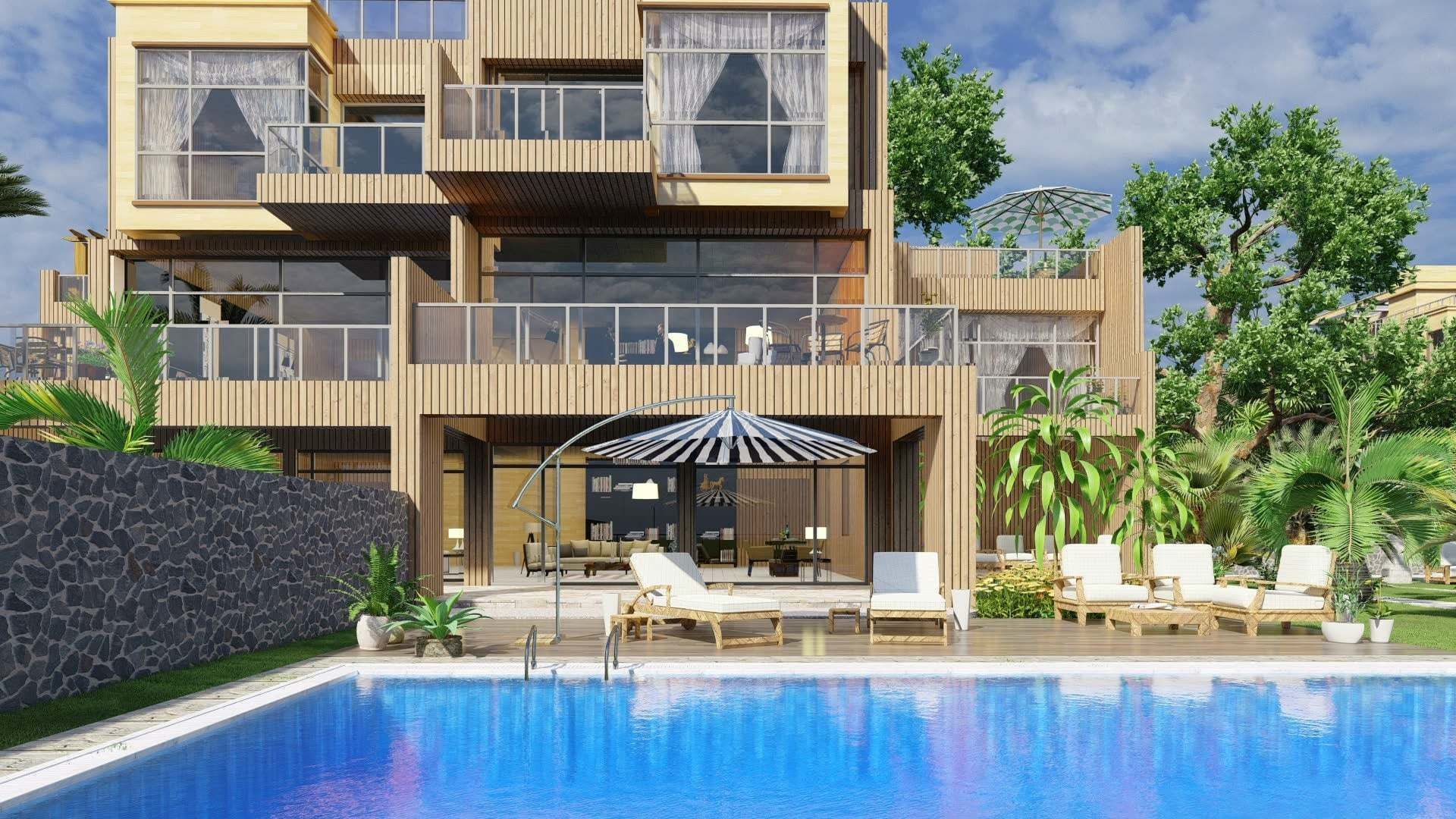 Beautiful villa with swimming pool 3D model_8