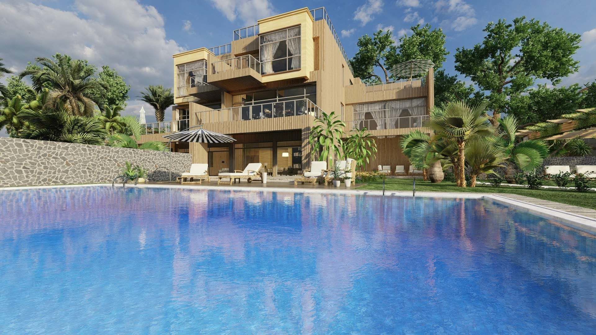 Beautiful villa with swimming pool 3D model_5