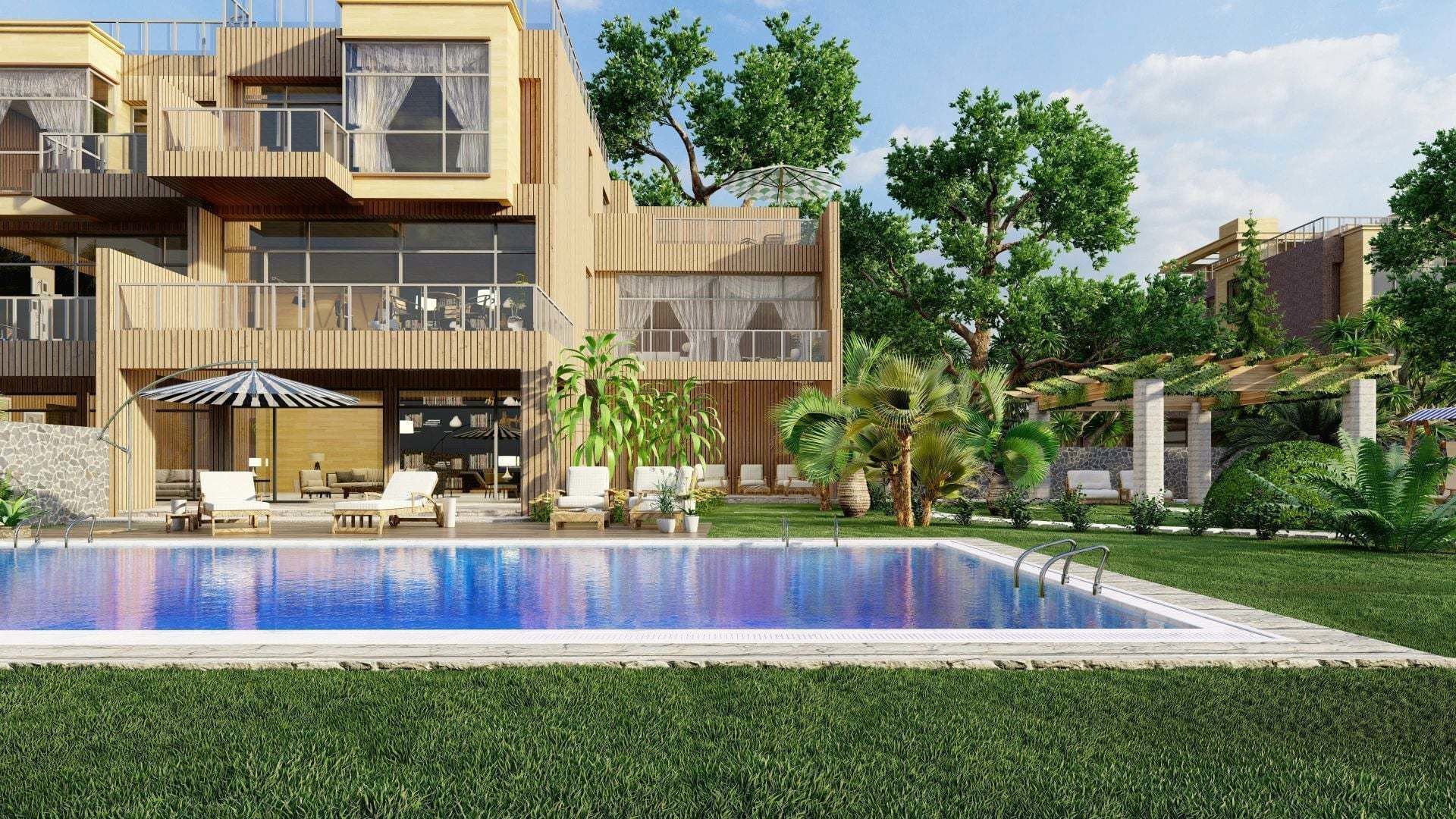 Beautiful villa with swimming pool 3D model_4