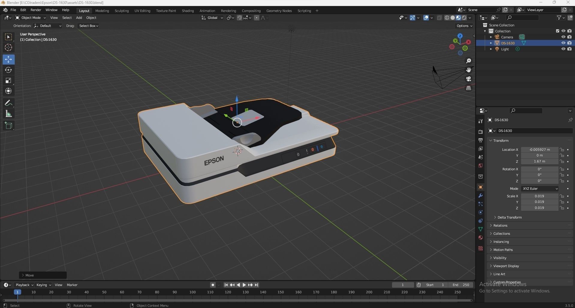Epson DS-1630 Flatbed Low-poly 3D model_22