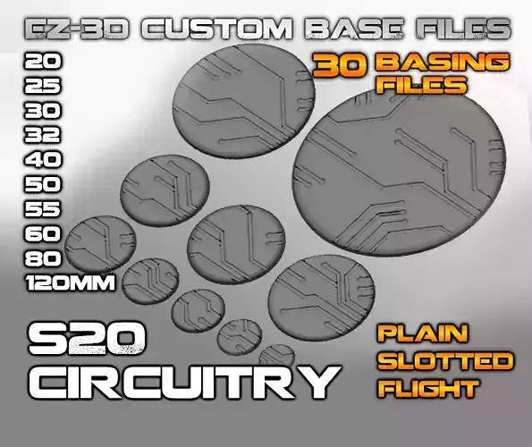 S20 - CIRCUITRY 20-120mm Round Bases 3D print model