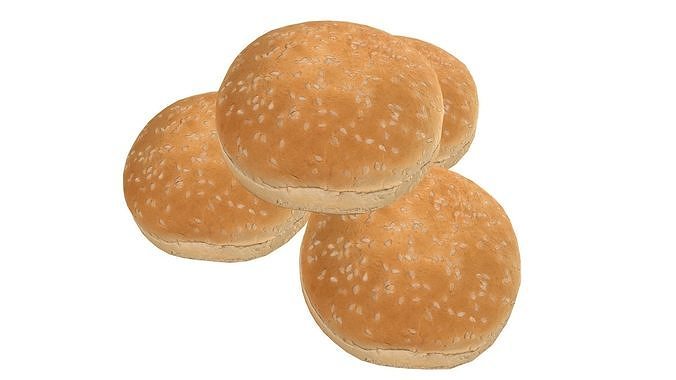 Burger Bun AR VR PBR  Lowpoly with game ready 3d Model Low-poly 3D model 6