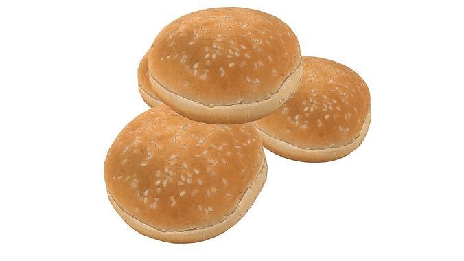 Burger Bun AR VR PBR  Lowpoly with game ready 3d Model Low-poly 3D model 4