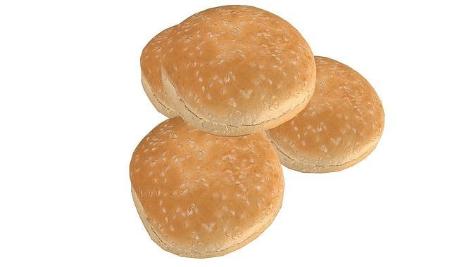 Burger Bun AR VR PBR  Lowpoly with game ready 3d Model Low-poly 3D model 7