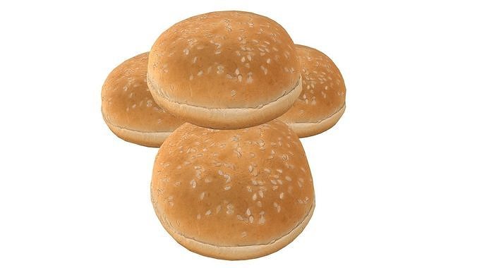 Burger Bun AR VR PBR  Lowpoly with game ready 3d Model Low-poly 3D model 3