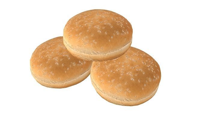 Burger Bun AR VR PBR  Lowpoly with game ready 3d Model Low-poly 3D model 2