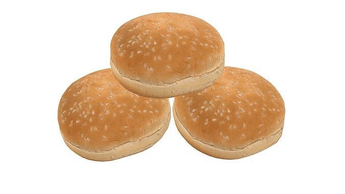 Burger Bun AR VR PBR  Lowpoly with game ready 3d Model Low-poly 3D model 5