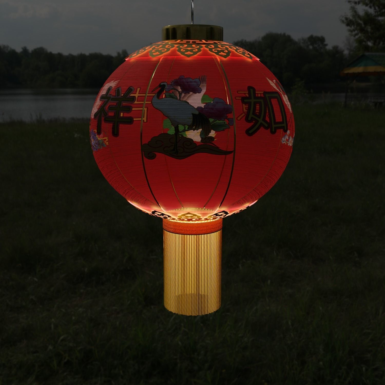 ChineseRedLatern02 Low-poly 3D model_8