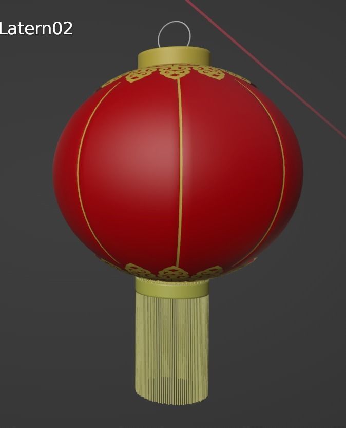 ChineseRedLatern02 Low-poly 3D model_9