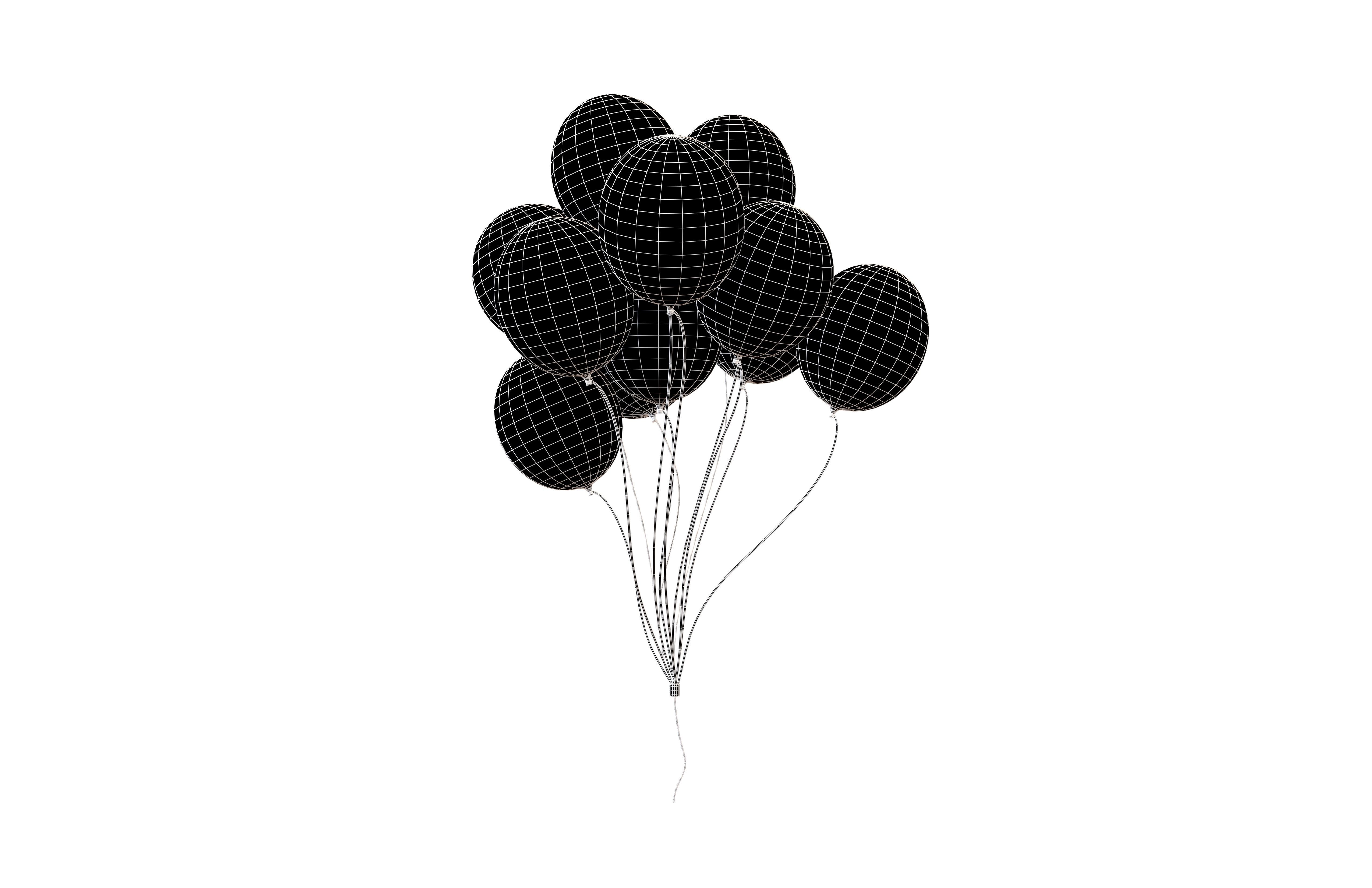 Bunch of Balloons v1 001 Low-poly 3D model_4