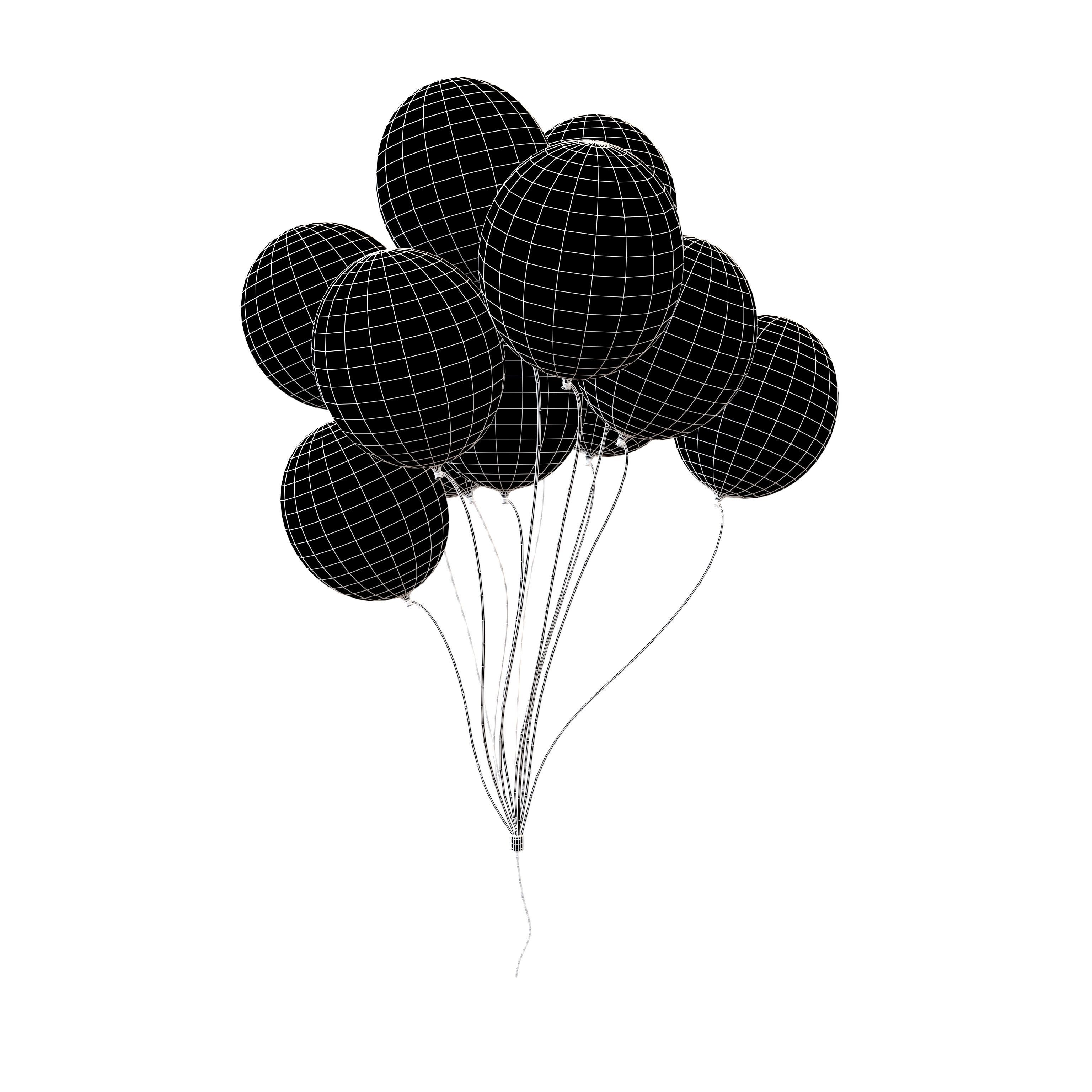 Bunch of Balloons v1 001 Low-poly 3D model_6