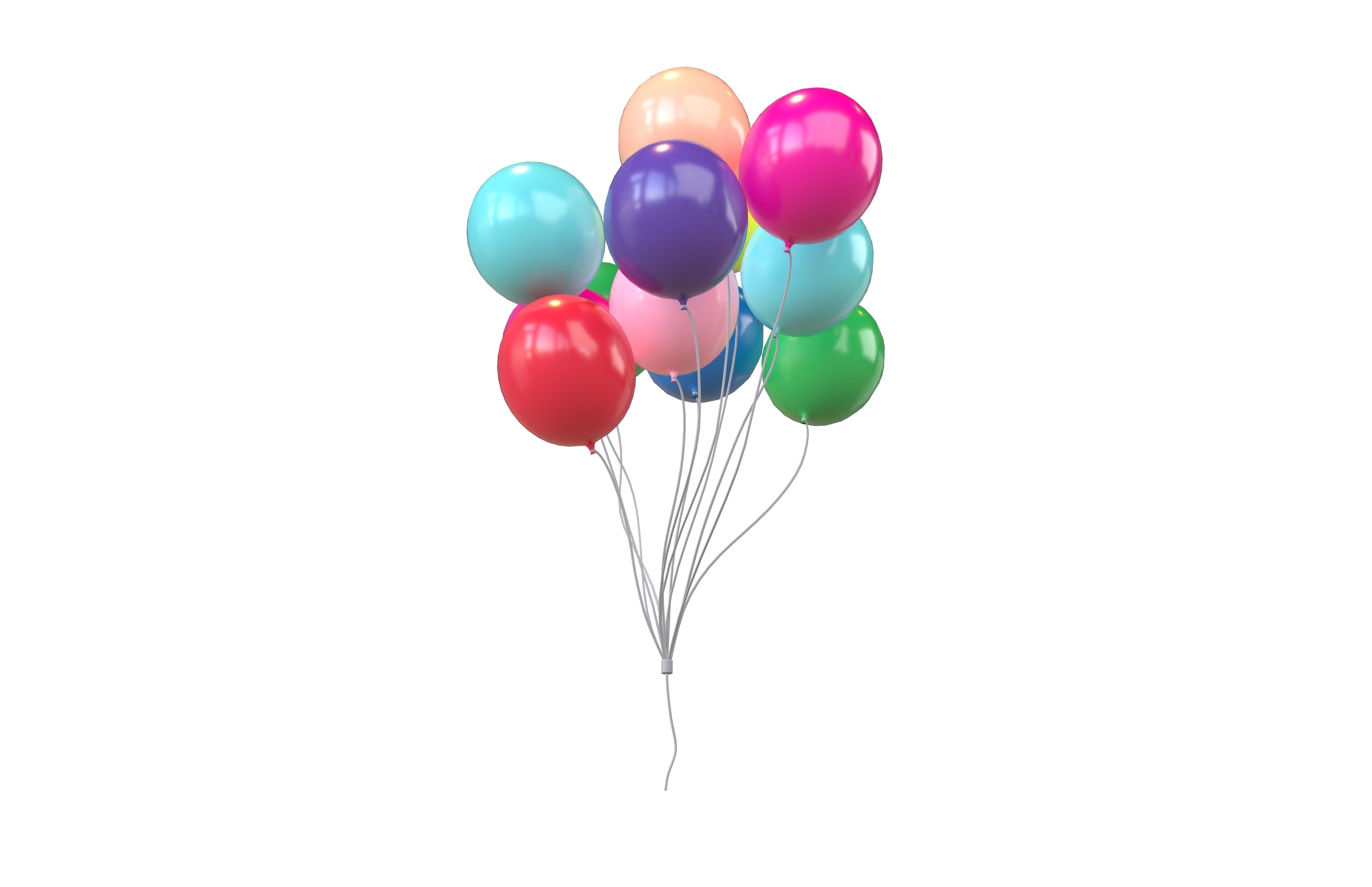 Bunch of Balloons v1 001 Low-poly 3D model_2