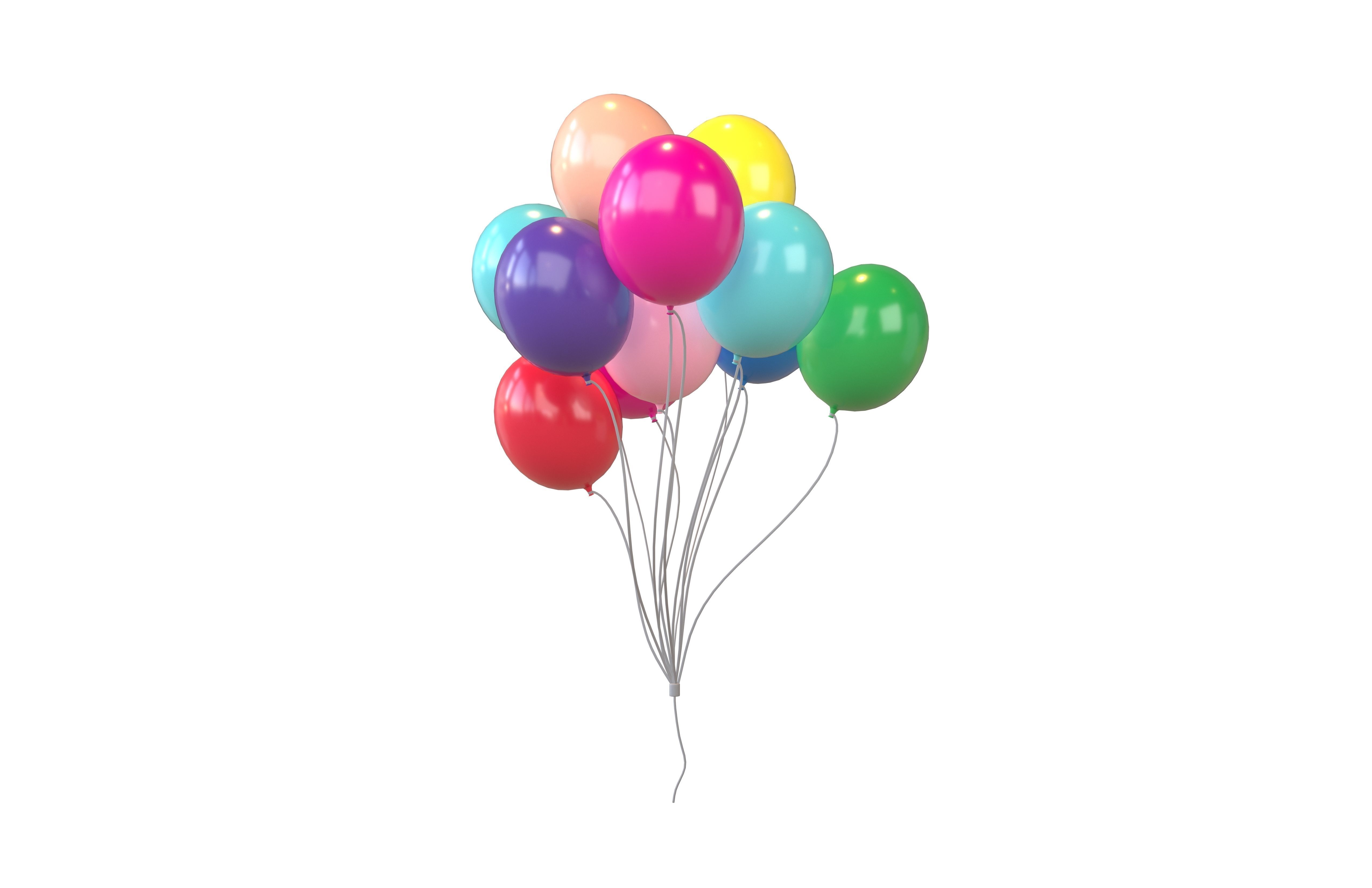 Bunch of Balloons v1 001 Low-poly 3D model_3
