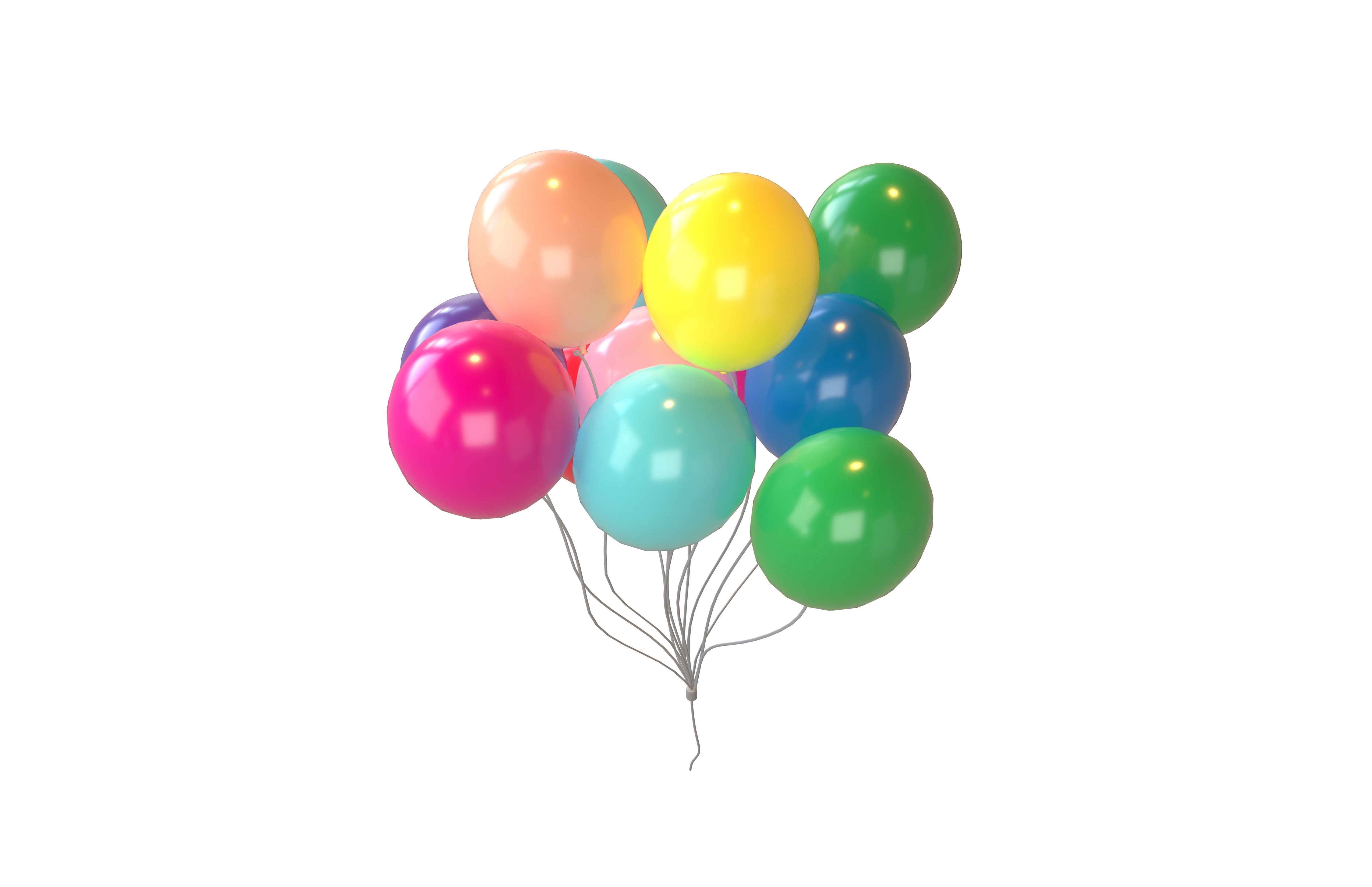 Bunch of Balloons v1 001 Low-poly 3D model_1