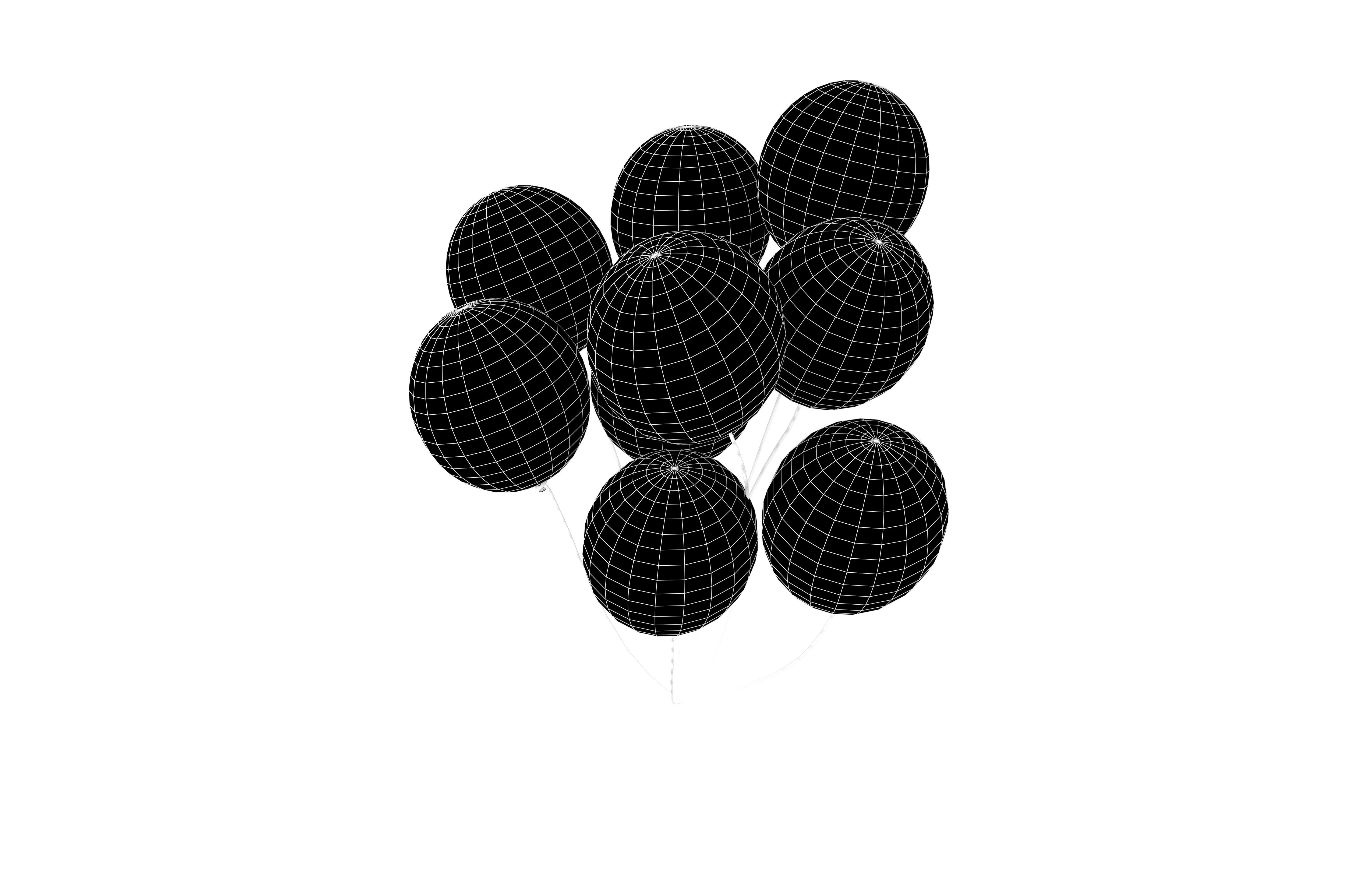 Bunch of Balloons v1 002 Low-poly 3D model_5