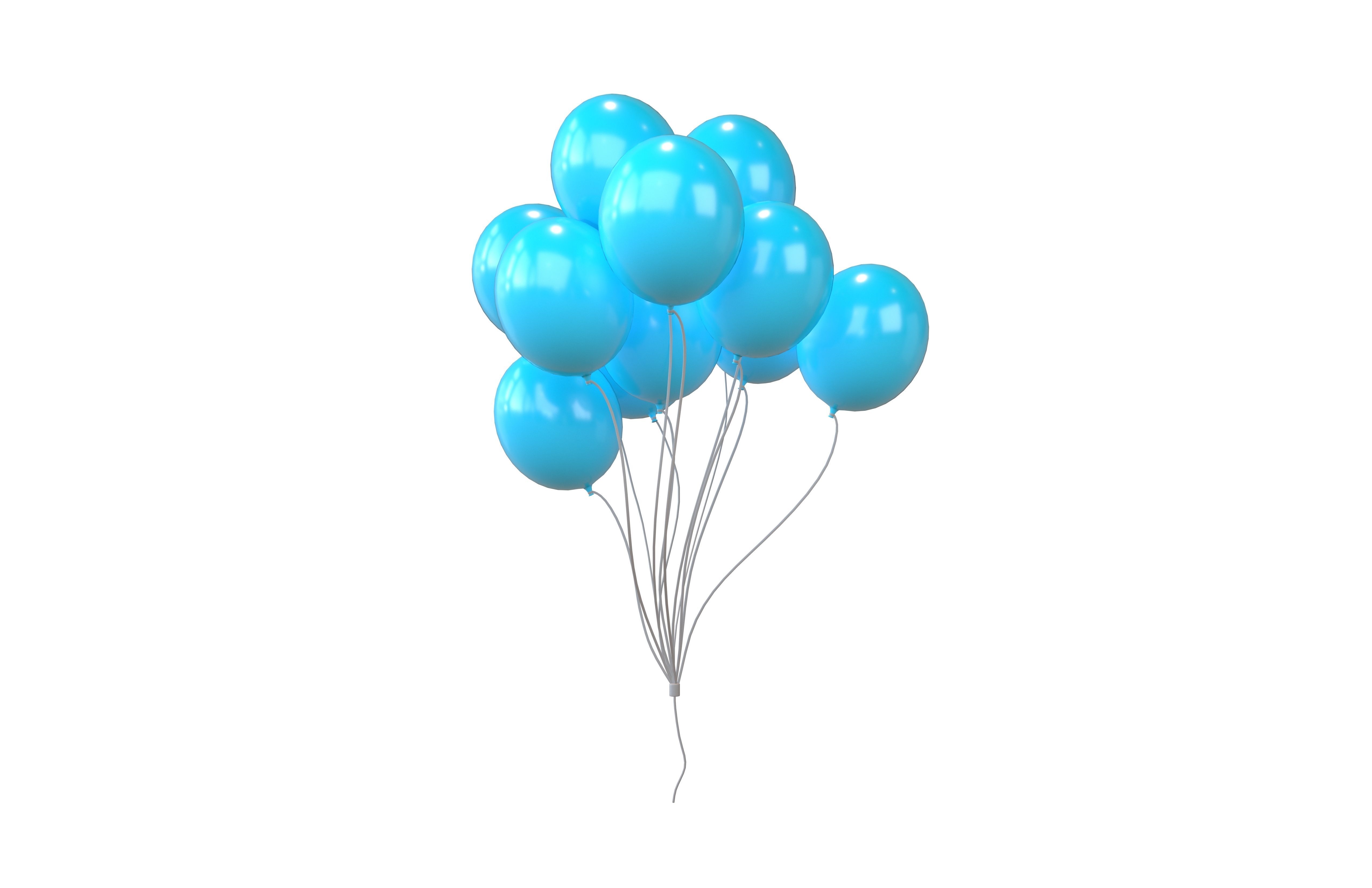 Bunch of Balloons v1 013 Low-poly 3D model_1