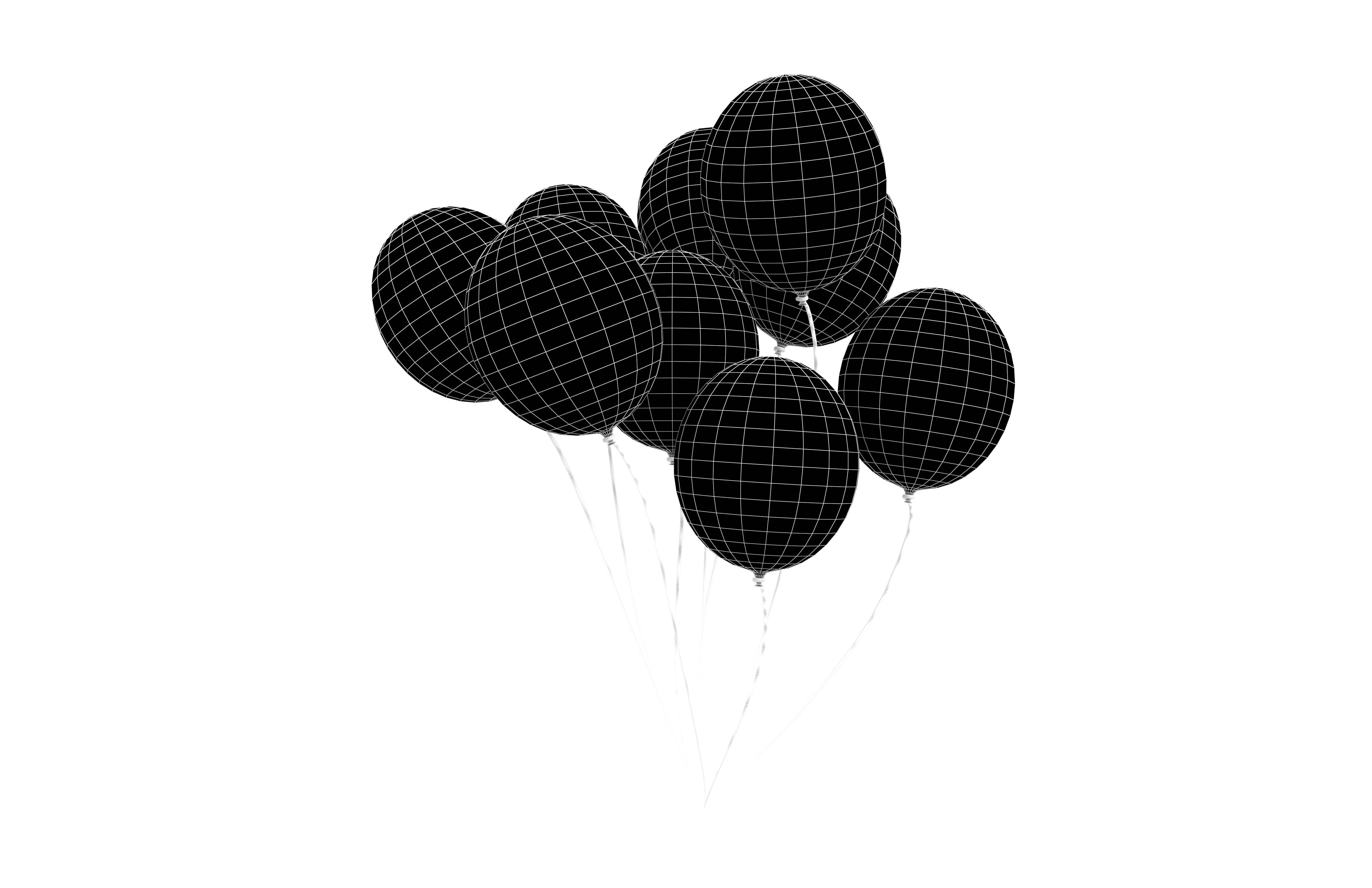 Bunch of Balloons v1 016 Low-poly 3D model_4