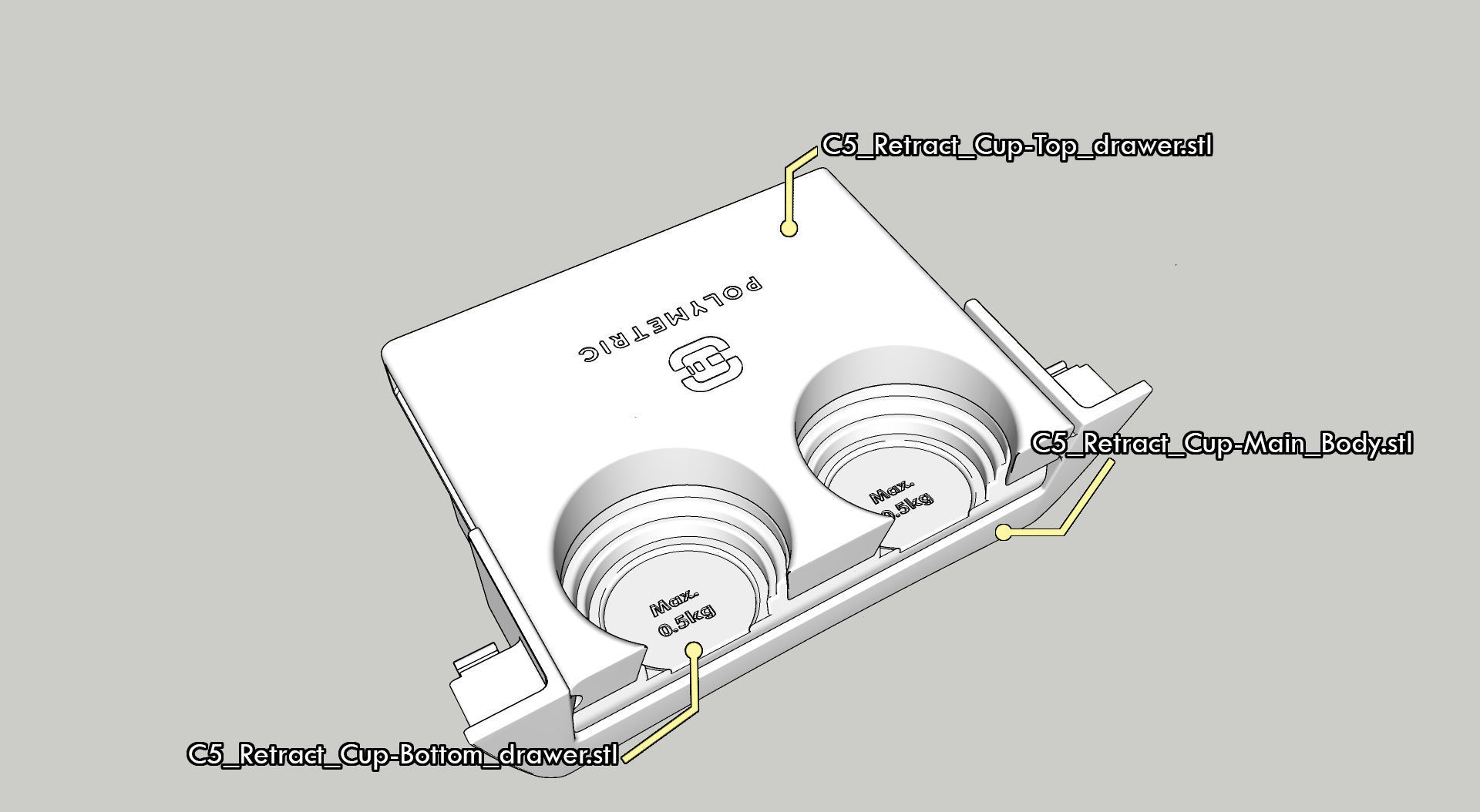 Retractable Cupholder Citroen C5 X7 2008-2017  3D print model_23