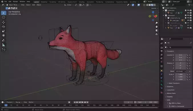 Redolf Fox 3D cartoon Rigged Model